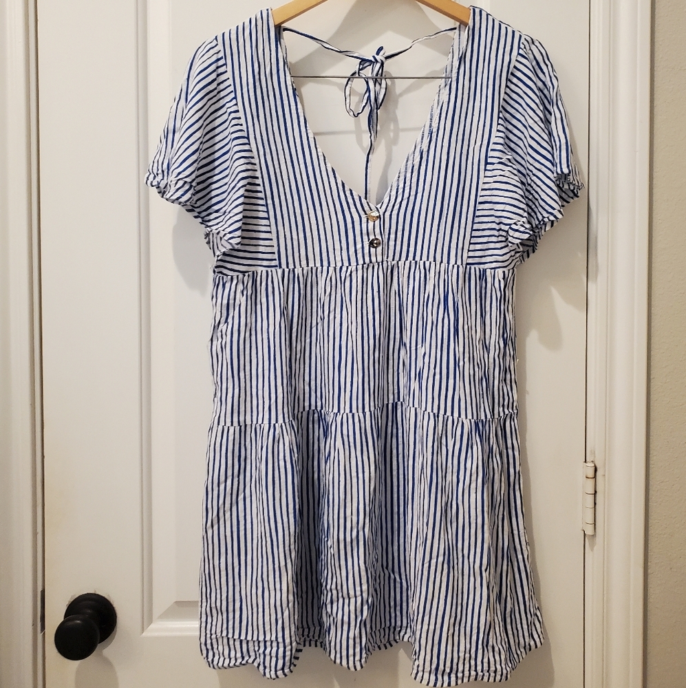 Zara Blue and White Striped Dress